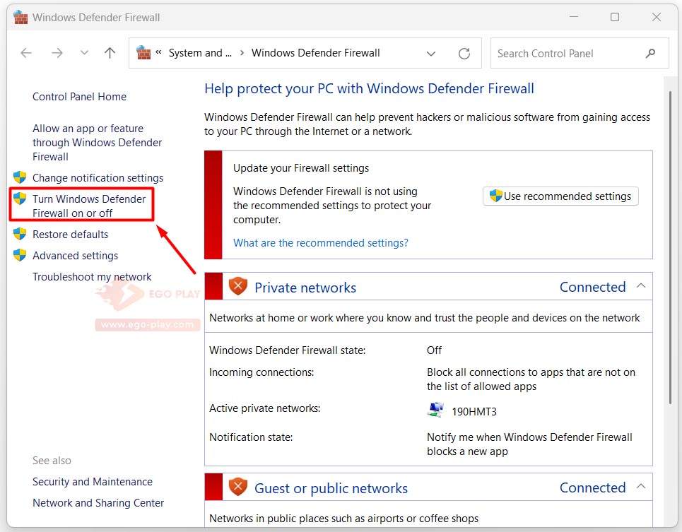 cách bật tắt tường lửa Windows